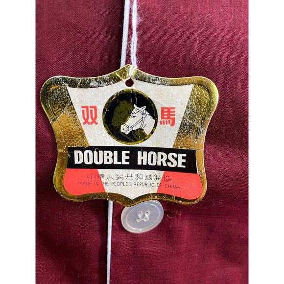 NWT Vintage Double Horse Button Up Asian Embroidered Red Shirt Mens Size Medium - Picture 5 of 12